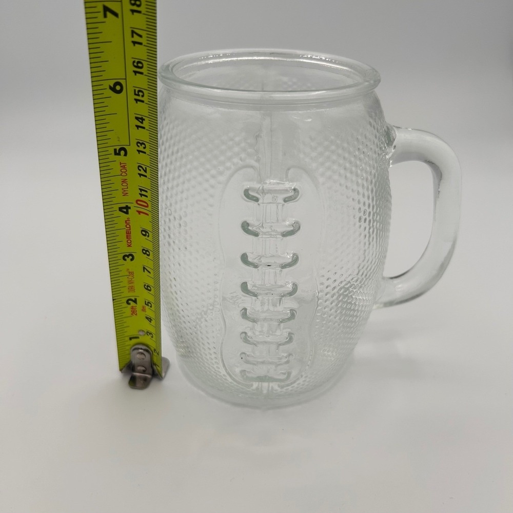 Home Essentials XL Football Beer Mug Clear Textured Glass Stein - Picture 6 of 8